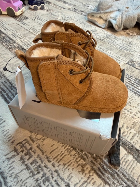 UGG Other - NWT UGG baby Tan Suede Winter Boots with Faux Fur Lining size 4/5